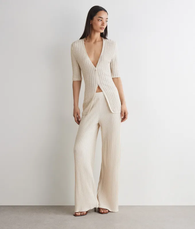 Pantalone a coste lamé
