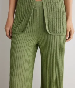 Pantalone a coste lamé