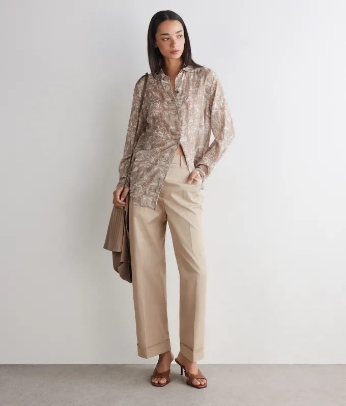 Pantalone con risvolto in cotone