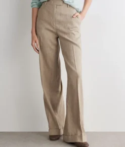 Pantalone delavè in lino e cotone