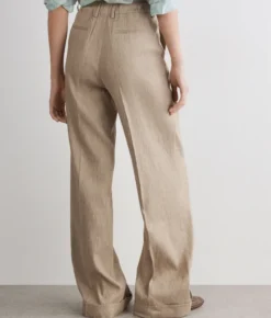 Pantalone delavè in lino e cotone