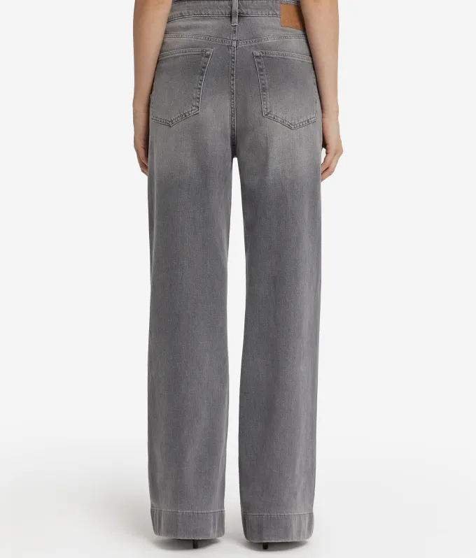 Pantalone flare in denim e cashmere