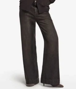 Pantalone flare in denim e cashmere