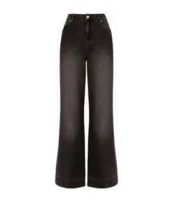 Pantalone flare in denim e cashmere