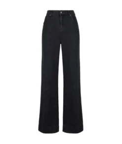 Pantalone flare in denim e cashmere