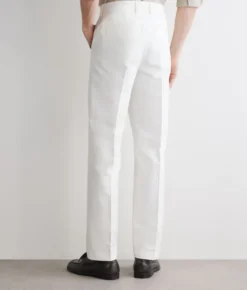 Pantalone gamba larga in cotone e lino