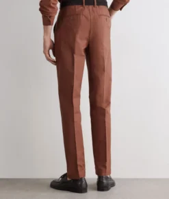Pantalone gamba larga in cotone e lino