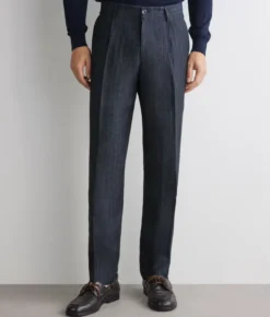 Pantalone in lino gessato