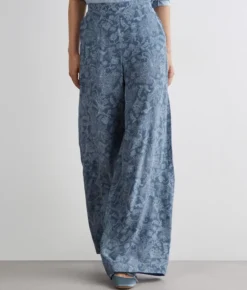 Pantalone in seta stampata