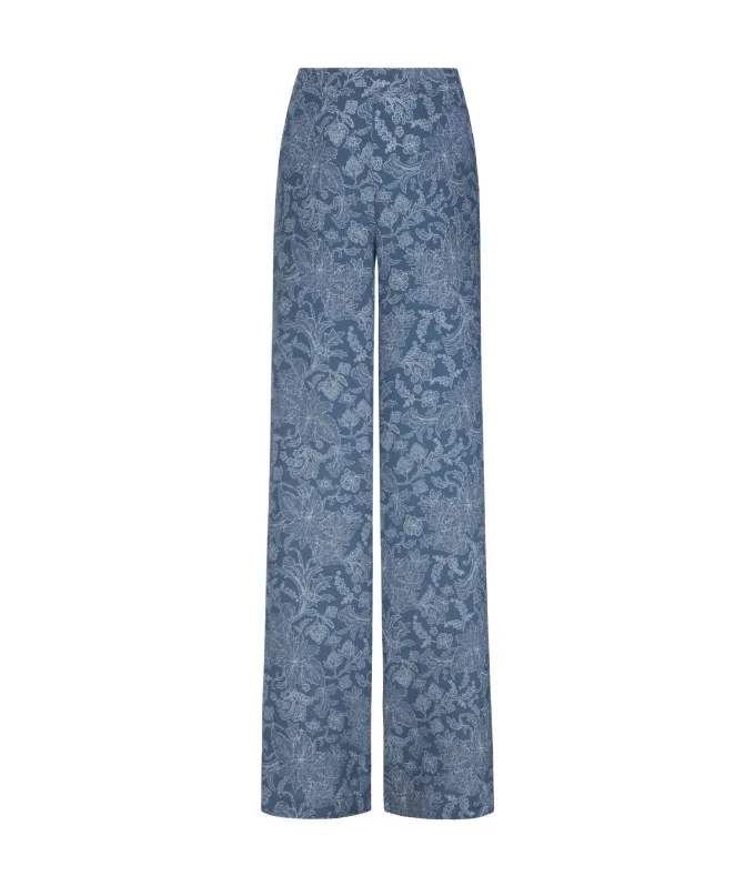 Pantalone in seta stampata