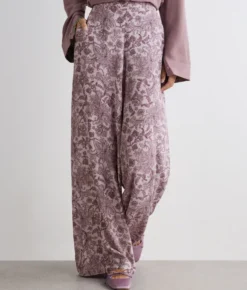 Pantalone in seta stampata