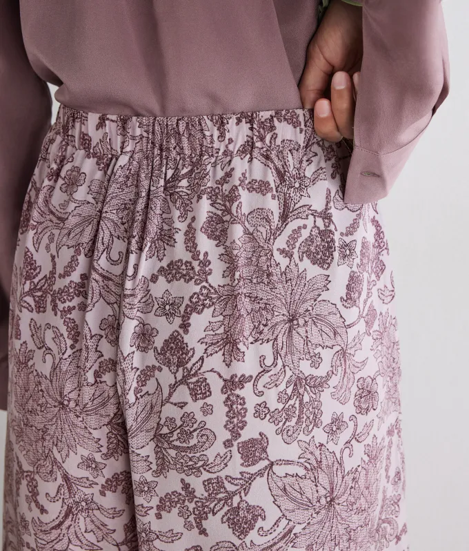 Pantalone in seta stampata
