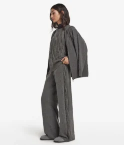Pantalone palazzo con trecce e strass in Cashmere Ultrasoft