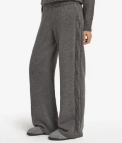 Pantalone palazzo con trecce e strass in Cashmere Ultrasoft