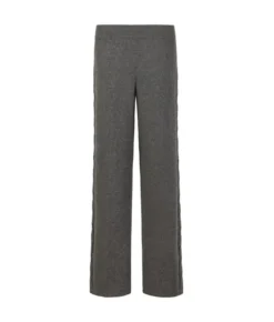 Pantalone palazzo con trecce e strass in Cashmere Ultrasoft