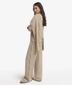 Pantalone palazzo con trecce e strass in Cashmere Ultrasoft