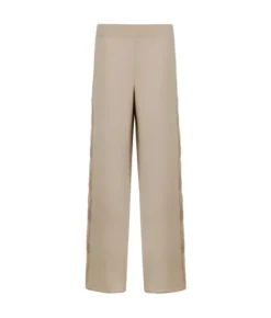 Pantalone palazzo con trecce e strass in Cashmere Ultrasoft
