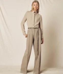 Pantalone palazzo in cotone e lino