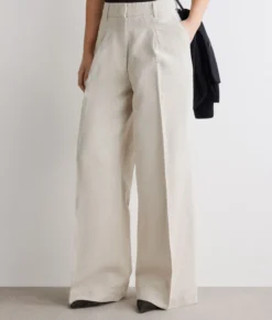 Pantalone palazzo in cotone e lino