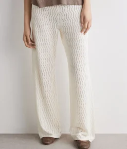 Pantalone punto onda in lino cotone