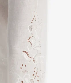 Pantalone ricamato in lino