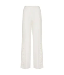 Pantalone ricamato in lino