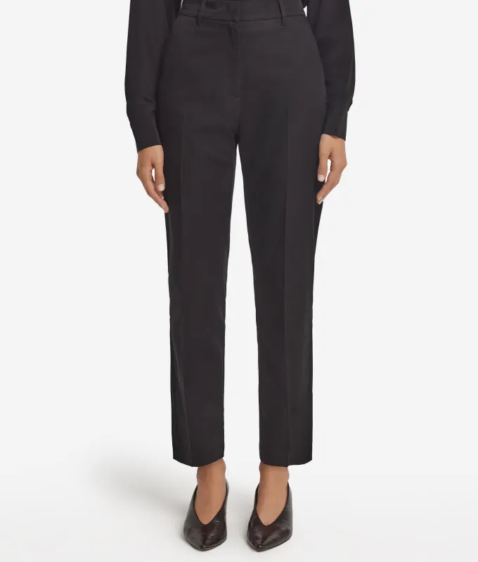 Pantalone sigaretta con zip in cotone