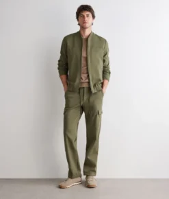 Pantalone tasconato in cotone e lino