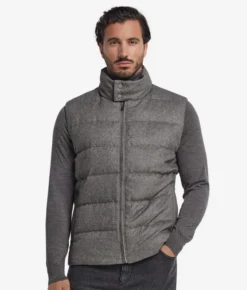 Piumino smanicato in cashmere e seta