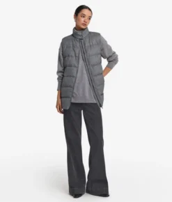 Piumino smanicato in seta e cashmere