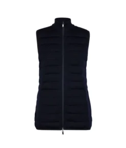Piumino smanicato reversibile con cashmere