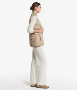 Piumino smanicato reversibile con cashmere