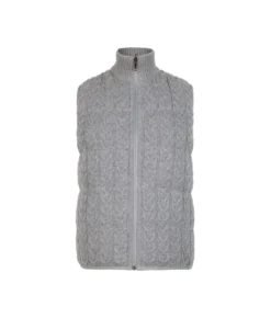 Piumino smanicato reversibile con intreccio in cashmere