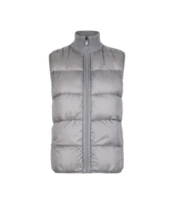 Piumino smanicato reversibile con intreccio in cashmere