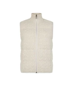 Piumino smanicato reversibile con intreccio in cashmere