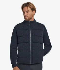 Piumino smanicato reversibile con trecce in Cashmere Ultrasoft