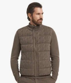 Piumino smanicato reversibile con trecce in Cashmere Ultrasoft