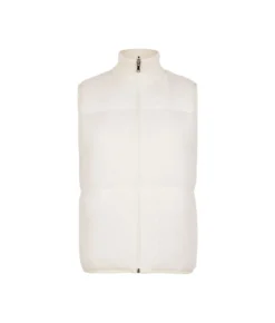 Piumino smanicato reversibile con trecce in cashmere