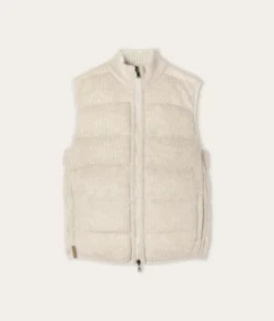 Piumino smanicato reversibile coste frisee in cashmere