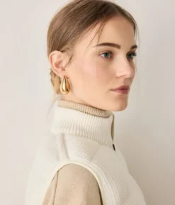 Piumino smanicato reversibile coste frisee in cashmere