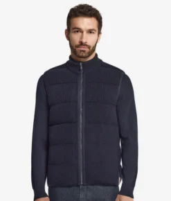 Piumino smanicato reversibile in cashmere