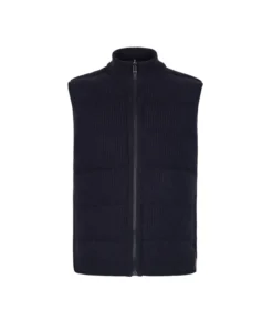 Piumino smanicato reversibile in cashmere