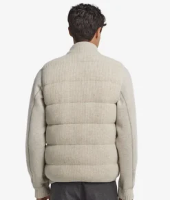 Piumino smanicato reversibile in cashmere