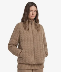 Piumino trecce reversibile in cashmere e tessuto tecnico