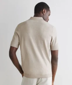 Polo a coste in lino e cotone