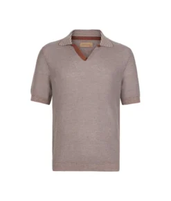 Polo a righe in cotone e lino