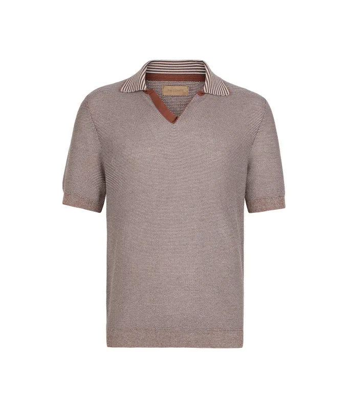 Polo a righe in cotone e lino