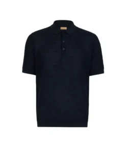 Polo punto mosso in cotone e lino