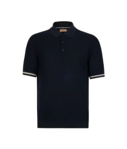 Polo riga a contrasto in cotone e lino