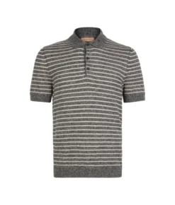 Polo rigata in cotone lino